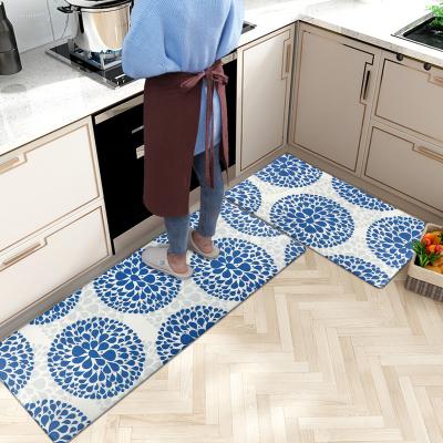 China Amazon Reversible Hot Sale Anti-fatigue Kitchen Carpet Comfortable Memory Foam Kitchen Blankets Set 2 Pieces 3D Printing Pattern Kitchen Mats For Floor for sale