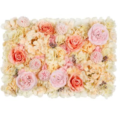 China Beautiful Flower Wedding Flower Panel Design 3d Artificial Flower Wall Easily Assembled Romantic Silk Color Outdoor Indoor Decoration for sale