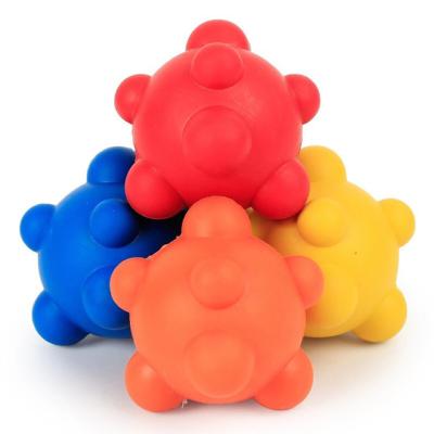 China Viable Bright Color Cute Puppy Play Bumps Indestructible Natural Rubber Dog Toy Dog Training Ball for sale