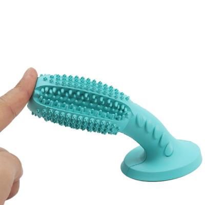 China 2021 New Durable Chewing Rubber Teeth Cleaning Rubber Dog Toothbrush Dog Toy Suction Cup for sale