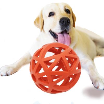 China 12cm Large Ball Hole Soft Dog Toy Sustainable Durable Soft Rubber Indestructible Dog Toy for sale