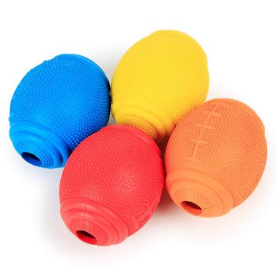 China Sustainable Popular Factory Price 10cm Natural Rubber Rugby Durable Dog Snack Ball for sale