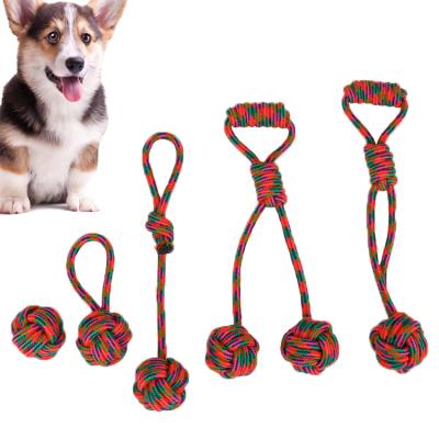 China 2020 Viable Molar Teeth Red Dog Rope Dog Rope Toy Set Cheap Cotton Toy Gift 5 Pcs For Dog for sale