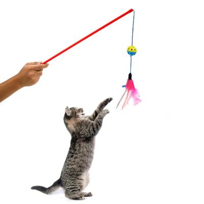 China Retractable Cat Toys simons interactive cat toy viable plastic magic wand Cat Feather Wand Kitten Toys for sale