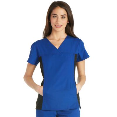 China Fashionable Eco-Friendly Beauty V-Neck OEM&ODM Unisex Caribbean Blue Scrub Nursing Uniform for sale