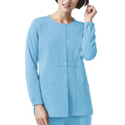 China High Quality Fashionable Eco-Friendly Medical Stretch Wonder Printing Polyester Rayon Spandex Custom Scrubs With Logo for sale