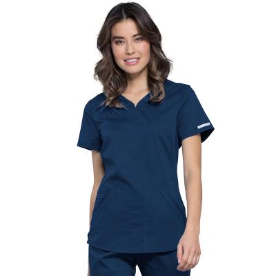 China Dark Green Comfortable Stacked Pockets Factory Price Multi Cloth Soft Tight Fit Spandex Elastic Nurse Scrubs For Women for sale