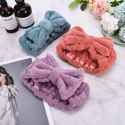 China Headband Makeup Spa Towel Adjustable Facial Terry Hair Bands Microfiber Bowtie Shower 7-29-18 for sale