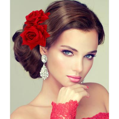 China Rose Flower Hair Clip Women Rose Flower Hair Accessories Fashion Wedding Hair Clip Flamenco Dancer for sale