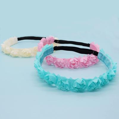 China Sweet Non Slip Floral Headbands For Girls Rose Bud Head Bands Adjustable For Head Hair Accessories Cute Non Slip Kids Bridesmaid Ba for sale