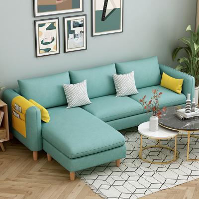 China Convertible Wholesale lazy susan sofa small rental room sofa bed bedroom simple foam filling tatami balcony three-seater cotton fabric sofa for sale