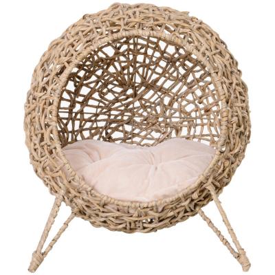 China Washable and water-resistant High quality hand woven wicker pet furniture cat bed pe rattan cozy pet bed for sale