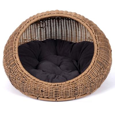 China Washable and water-resistant Fashion modern home garden outdoor round shaped rattan cat scratch bed for sale