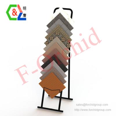 China Round Tube Frame With Wire Layers Ceramic Display Stand 30x30cm Sample Panel Display Racks 12 Shelves Tile Rack for sale