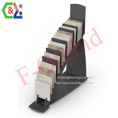 China Corrosion Resistance Stone Tile Rack Metal Display Rack Quartz And Metal Display Fixture Stone Display Stand For Tile Advertising Show Store for sale