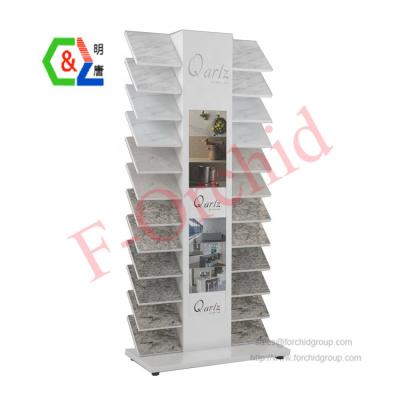 China Modern Quartz Sight Waterfall Display Stand Ceramic Tile Stone Floor Display Stand Lighted Stand for sale