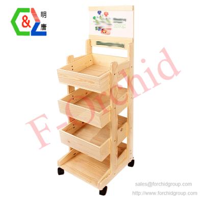 China Heavy Duty MDF 4 Tier Candy Display Rack Retail Shelf for sale