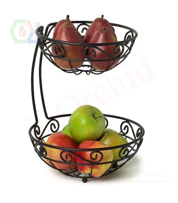 China Viable fruit stand, tiered server, fruit baskets, 2 row, black for sale