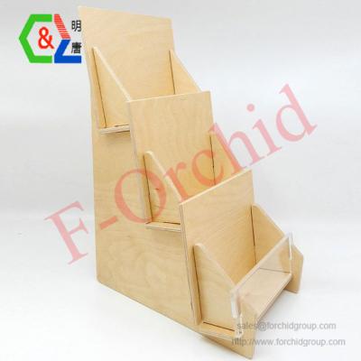 China Retail Stores Birch Plywood 3-Tier Worktop Retail Display Rack for sale