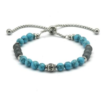 China Winfavour Novelty Turquoise Stones Stainless Steel Blood Pressure Wellness Environmentally Friendly More Effective Blue Magnetic Bracelet For Women for sale