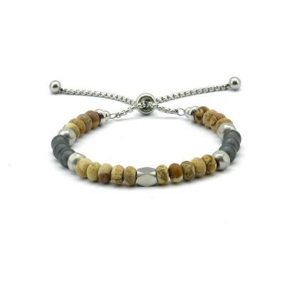 China Winfavour Fancy Good Quality Picture Jasper Stainless Steel Natural Stone Adjustable Bracelets For Women for sale