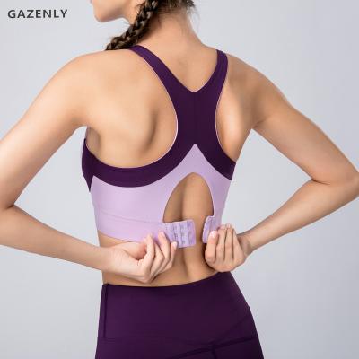 China Breathable GAZENLY New summer yoga wear women's high-end chest pad sleeveless vest gym running tight pants two sets for sale