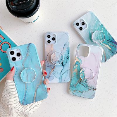 China For iPhone 12 mini 11 pro max 12 2021 Max XR x XS 7P 8P Max Se Xs luxury soft cover with stand holder marble phone case phone holder& phone case for sale