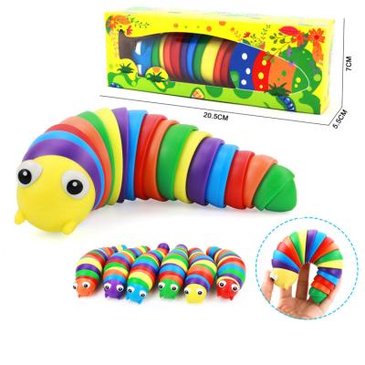 China New Design Beejay Color Silicone Relax Tiktok Multi Hot Effort Sensory Worm Snails Wiggle Toy Finger Slug for sale