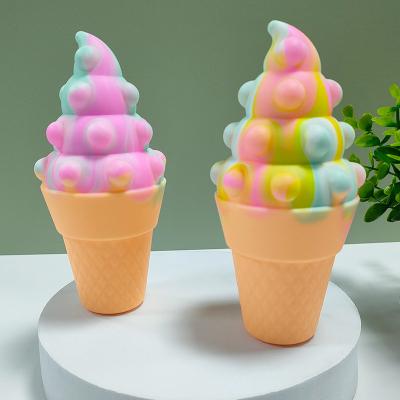 China 2022 Silicone Children Squeeze Toy Popular Push Bubble Big Size 3d Ice Cream Busy Person Toy for sale