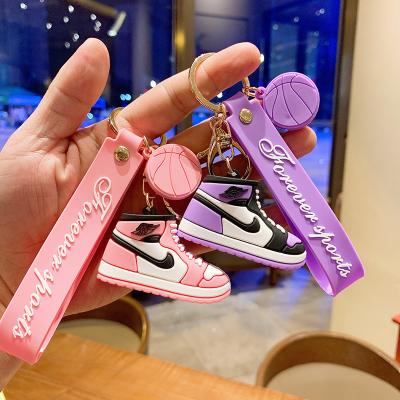 China Wholesale 3d Key Chain Rubber Luxury Accessories Brand PVC Silicone For Nike Jordan Mini Basketball Sneaker Keychain for sale