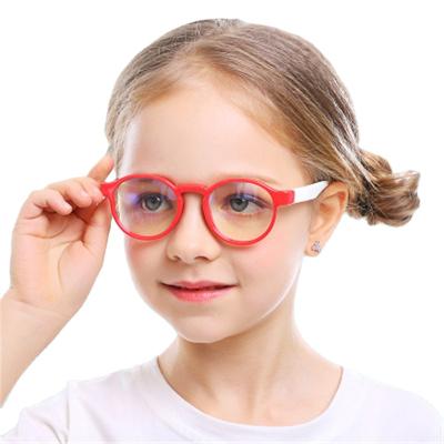 China Silica Gel Boy Girl Glass Round Shape Anti Ray Computer Game Glasses Blue Light Blocking Sights Soft Blue Pink Blue Kids Glasses for sale