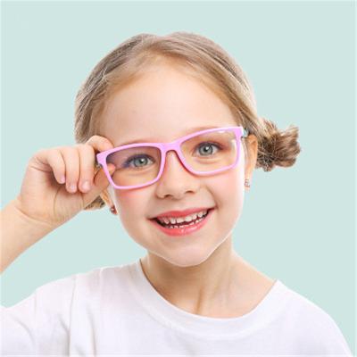 China Square Hot Selling Flexible Silica Gel Pink Glasses Kids Fit Blue Light Blocking Glasses For Computer Anti Blue Light for sale