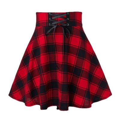 China Plaid Breathable Black High Waist Lace Flared A Line Mini Skater Ruffle Plus Size Women Dress Pleated Fancy Skirt For Women for sale