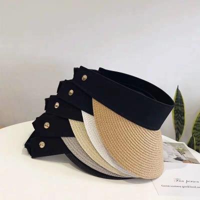 China Custom Picture Beach Fashion Sun Visor Hat Summer Women Lady Straw Sun Visor Hat for sale