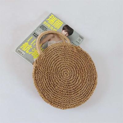 China Lady Fashion Summer Clutch Handmade Paper Straw Bag Beach Handbag Lady Women Custom Round for sale