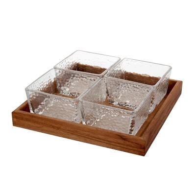 China Wooden Serving Breakfast Tray For Coffee Table Food Tray Set With Handles Ottoman Home Restaurant Hotel With Best Quality Square Shape Piece for sale