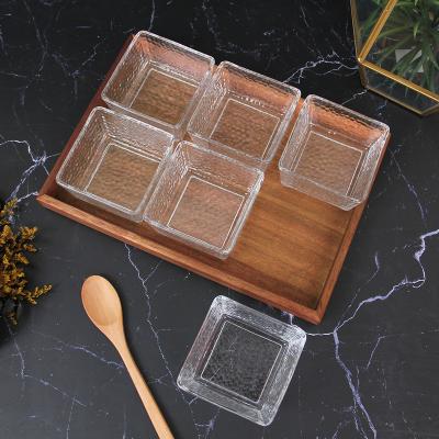 China Simple Design Rectangle Square Home Restaurant Hotel Restaurant Dessert Buffet Healthy Sushi Platter Wooden Serving Dinner Dish Set for sale