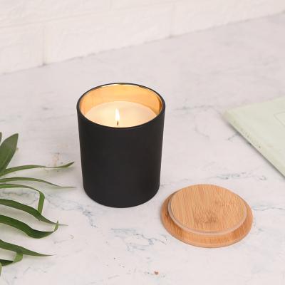 China Luxury Religious Activities Mini Candle Jars Glass With Lid Matte Black Candle Jar With Box for sale