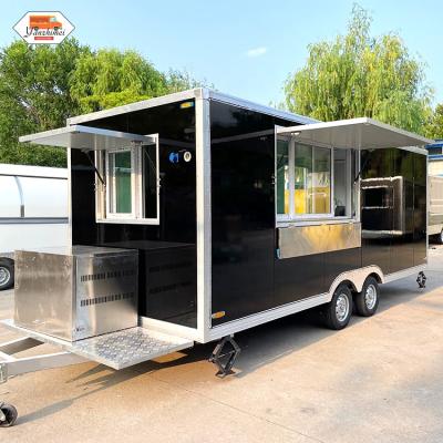 China Mobile Food Trailer Vegetable Processing Factory Fiberglass Food Cart Commercial Dismountable Snack Trucks For Sale for sale