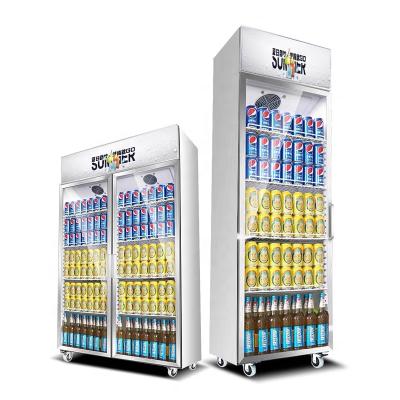 China Upright Glass Fridge 2 Door Refrigerator Beverage Cooler Commercial Refrigerator Single-temperature Display Pepsi Cooler for sale