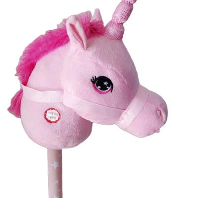 China Ride on Toy Factory Supply 2021 Wholesome Horse Whack Plush Hobby Horse with Wooden Stick and Wheels for sale