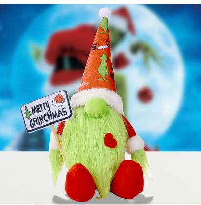 China New Design Hair Doll Long Beard Nordic Sitting Forester Doll Christmas Decoration Gnome Soft Green Faceless Turnout Sign for sale