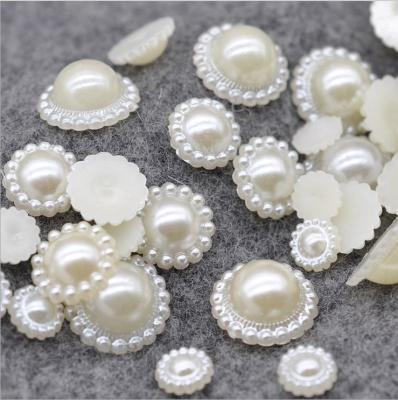 China Durable ABS Pearl Sunflower Shaped Imitation Pearl Flatback Pearl For Crafting for sale