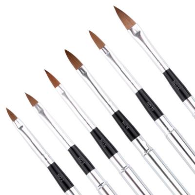 China Nail Art Soft Brush 6Pcs Set Acrylic Builder Crystal Carving Nail Art Stainless Steel Handle Painting Nail Brush for sale