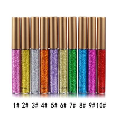 China Party Makeup 10 Color Glitter Liquid Eyeliner For Eyes Makeup Glitter Colorful Shiny Liquid Eyeliner for sale