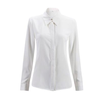 China Women's Fashion Spring And Summer Long Sleeve Anti-pilling Shirt Loose Lapel Chiffon Hidden Buckle Women's Top Large for sale