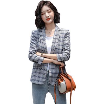 China Anti-wrinkle Coat Female Casual Fashion Business Wear Female Charming Clothing Plaid Suit For Office Workers for sale