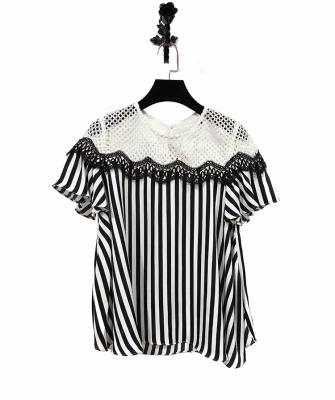 China Guangzhou clothing fashion women's clothing anti-pilling chiffon shirt factory direct female striped top for sale