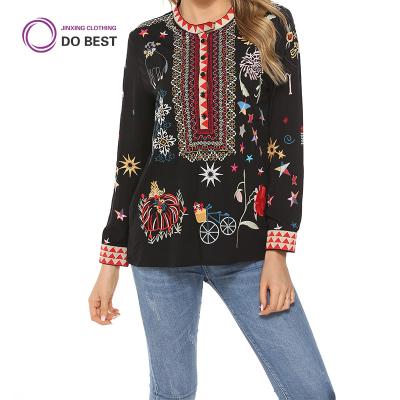 China Spring and Autumn Chiffon Embroidered Long Sleeve Shirt Factory Direct Sale Women's Clothing Girls Clothes Anti-pilling for sale