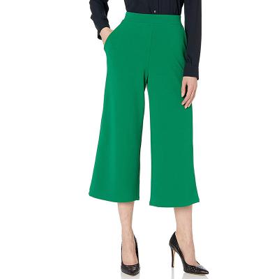 China Women's Summer Fashion Loose Wide Leg Anti-wrinkle Spring Pants Seven Point Trumpet Length Solid Color Wide Leg Pants for sale